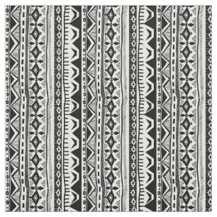 Black White Tribal stripe print fabric Stof