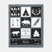 Black & White Tribal Wild Woodlands Gray Fleece Deken (Voorkant)