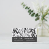 Black White Tropical Monstera Plant Illustratie Visitekaartje (Staand voorkant)