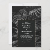 Black White Tropical Monstera Wedding Invitation Kaart (Voorkant)