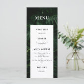 Black White Tropical Monstera Wedding Menu (Staand voorkant)