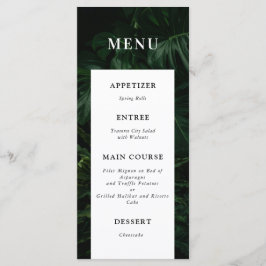 Black White Tropical Monstera Wedding Menu