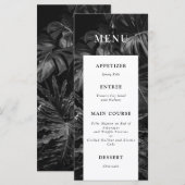 Black White Tropical Monstera Wedding Menu (Voorkant / Achterkant)