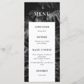 Black White Tropical Monstera Wedding Menu (Voorkant)