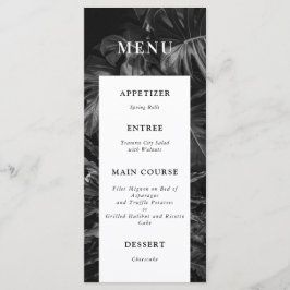 Black White Tropical Monstera Wedding Menu