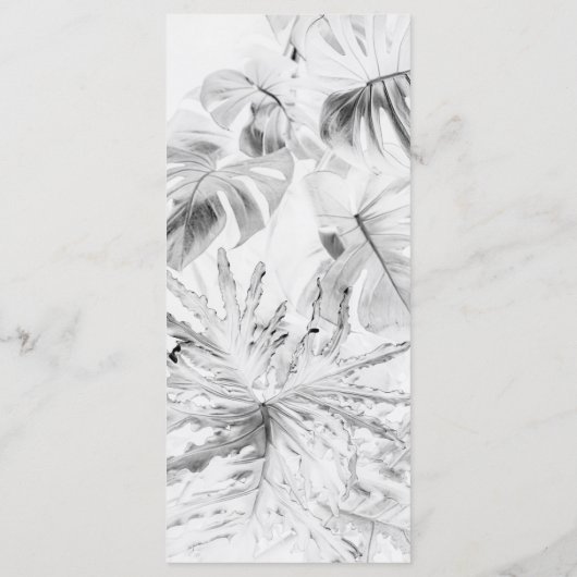 Black White Tropical Monstera Wedding Menu (Achterkant)