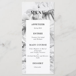 Black White Tropical Monstera Wedding Menu