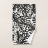 Black & White Tropical Palm Leaves Island Bad Handdoek (Handdoek)