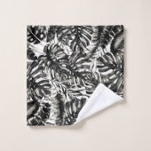 Black & White Tropical Palm Leaves Island Bad Handdoek (Wasdoekje)