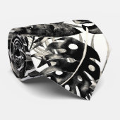 Black & White Tropical Palm Leaves Island Stropdas (Opgerold)