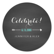 Black White Turquoise Chalkboard Celebrate Wedding