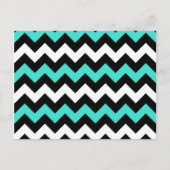 Black White Turquoise Zigzag Briefkaart (Voorkant)