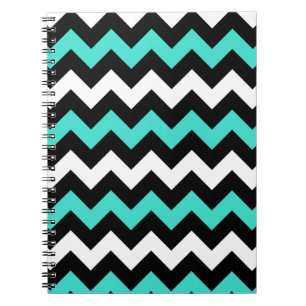 Black White Turquoise Zigzag Notitieboek