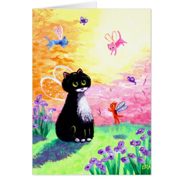 Black White Tuxedo Cat Fairies Creationarts (Voorkant)
