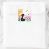 Black White Tuxedo Cat Fairies Creationarts Vierkante Sticker (Tas)