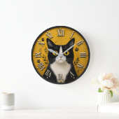 Black & White Tuxedo Cat Home Decor Grote Klok (Huis)