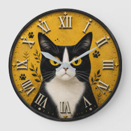 Black & White Tuxedo Cat Home Decor Grote Klok