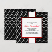 Black & White Tuxedo Invitation, rood Kaart (Voorkant / Achterkant)