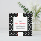 Black & White Tuxedo Invitation, rood Kaart (Staand voorkant)