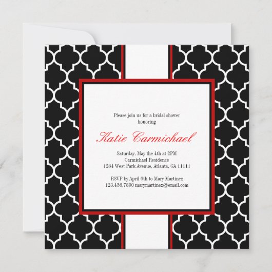 Black & White Tuxedo Invitation, rood Kaart (Voorkant)