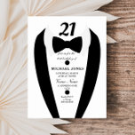 Black white Tuxedo Mannen 21st Birthday Party Invi Kaart<br><div class="desc">Ontwerp met dank aan https://www.etsy.com/shop/teabreakart</div>