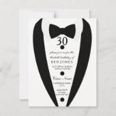 Black & White Tuxedo Mannen 30th Birthday Invitati Kaart (Voorkant)