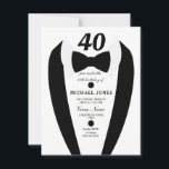 Black white Tuxedo Mannen 40th Birthday Party Invi Kaart<br><div class="desc">Ontwerp met dank aan https://www.etsy.com/shop/teabreakart</div>