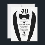 Black white Tuxedo Mannen 40th Birthday Party Invi Kaart<br><div class="desc">Ontwerp met dank aan https://www.etsy.com/shop/teabreakart</div>