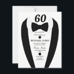 Black white Tuxedo Mannen 60th Birthday Party Invi Kaart<br><div class="desc">Ontwerp met dank aan https://www.etsy.com/shop/teabreakart</div>