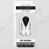 Black White Tuxedo Verjaardag Ticket Uitnodiging (Voorkant / Achterkant)