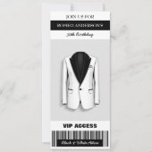 Black White Tuxedo Verjaardag Ticket Uitnodiging (Voorkant)