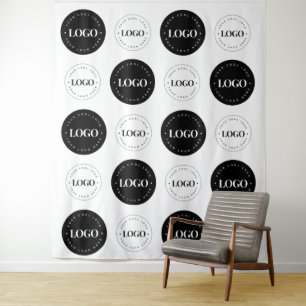 Black White Two Round Logo Step en Classic herhale Wandkleed