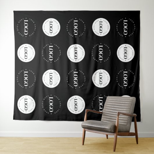 Black White Two Round Logo Step en Classic herhale Wandkleed (In Situ (horizontaal))