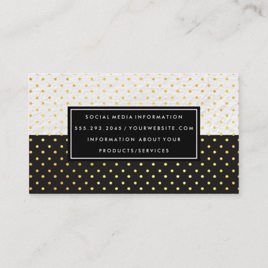 Black White Two Tone Polka Dot Pattern Visitekaartje (Achterkant)
