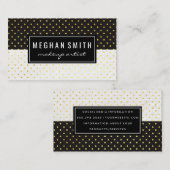 Black White Two Tone Polka Dot Pattern Visitekaartje (Voorkant / Achterkant)