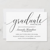 Black White typography Afstuderen Invitation Kaart (Voorkant)