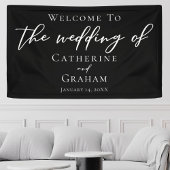 Black White Typography Elegant minimalist Wedding Spandoek