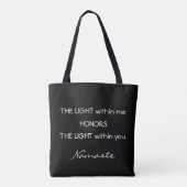 Black White Typography Namaste Inspirerend Love Tote Bag (Achterkant)