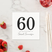 Black White Typography Sixty Name 60th Birthday Servet (Insitu)