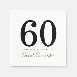 Black White Typography Sixty Name 60th Birthday Servet