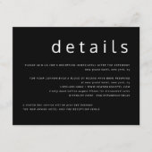 Black White Typography Wedding Details Informatiekaartje (Voorkant)