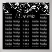 Black White Typography Wedding Seating Chart Poster (Voorkant)