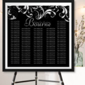 Black White Typography Wedding Seating Chart Poster