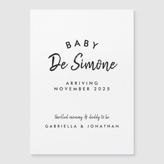 Black White Typogrpahy Pregnancy Magnetic Card (Voorkant)
