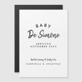 Black White Typogrpahy Pregnancy Magnetic Card (Voorkant / Achterkant)
