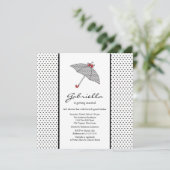 Black & White Umbrella Bridal Shower-uitnodiging Kaart (Staand voorkant)