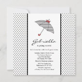 Black & White Umbrella Bridal Shower-uitnodiging Kaart (Voorkant)