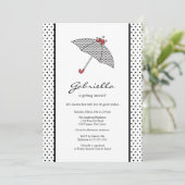 Black & White Umbrella Bridal Shower-uitnodiging Kaart (Staand voorkant)