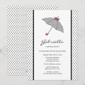 Black & White Umbrella Bridal Shower-uitnodiging Kaart (Voorkant / Achterkant)