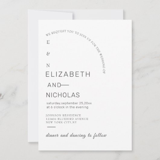 Black & White Unieke huwelijksuitnodiging sjabloon Kaart (Voorkant)